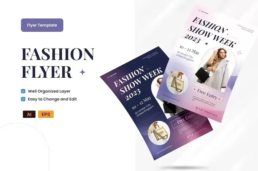 Fashion Professional Flyer AI & EPS Template