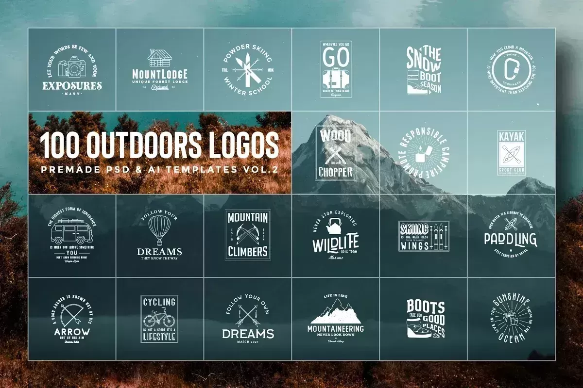 100 Outdoors Adventurer Logos Vol.2