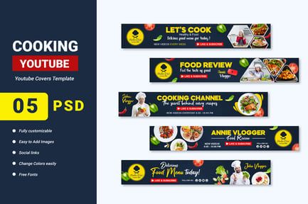 Cooking Channel YouTube Banner Template