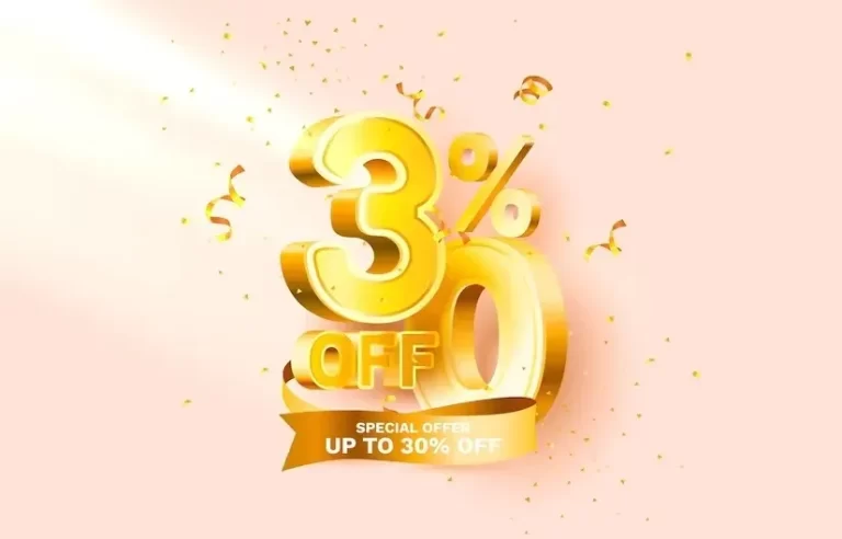 Off discount creative composition d sale symbol with decorative objects golden confetti podium and g