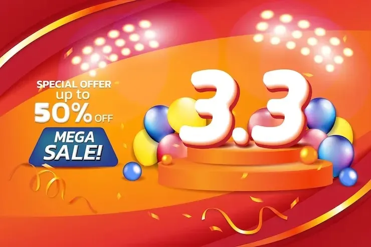 Banner of big sales event seasons matketing advertising promotion vector graphic orange red theme