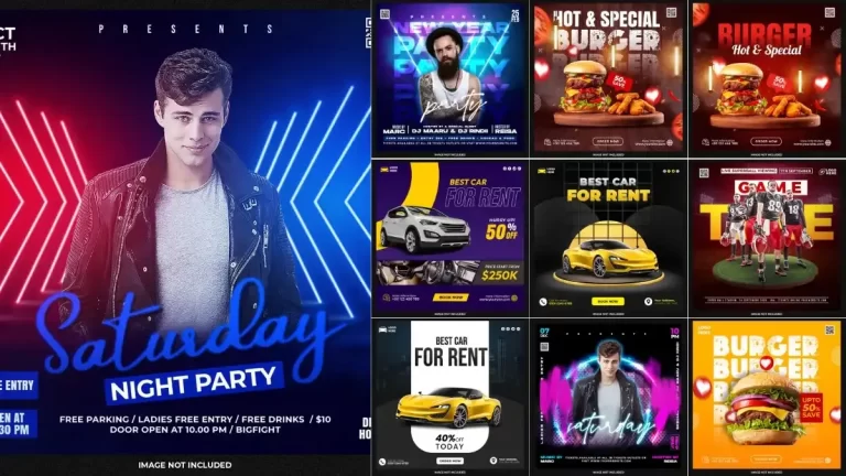 Flyer social media post, psd banner set vol 7