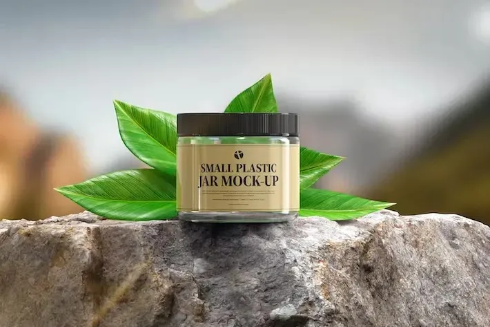 Natural Herbal Small Cosmetic Jar Bottle Mockup