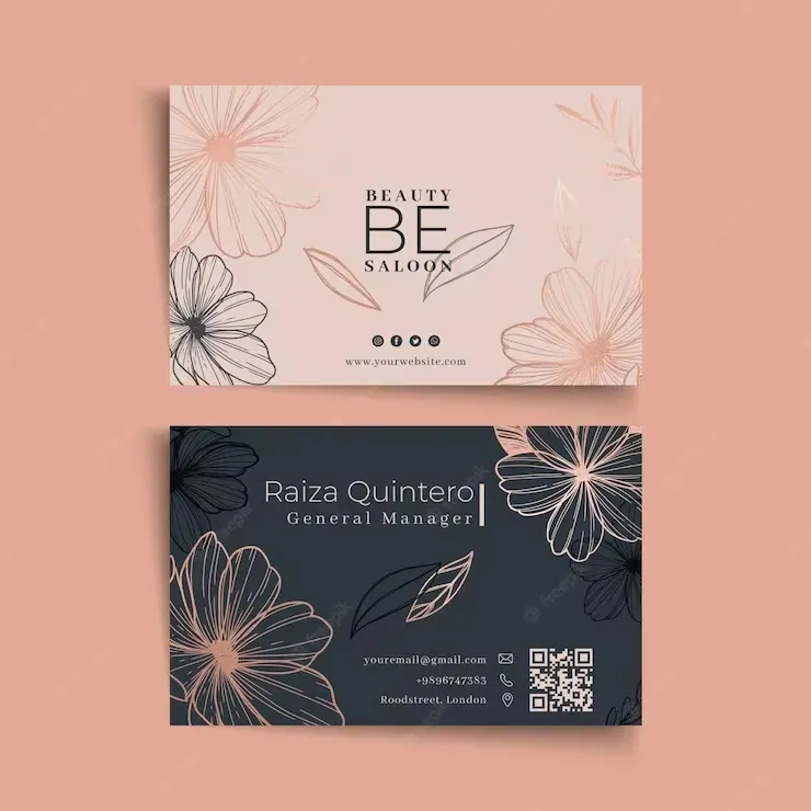 Beauty salon floral double sided business card