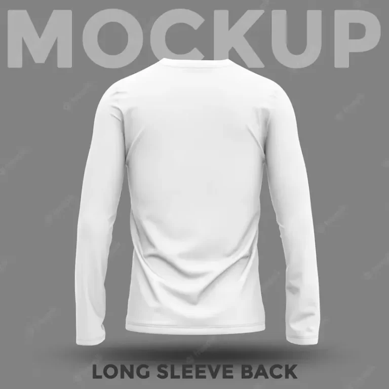 Back view white long sleeves mockup