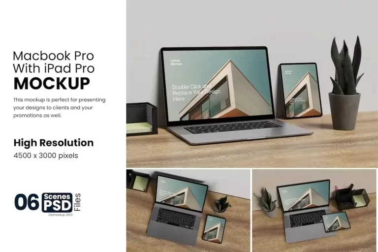 Macbook Pro with iPad Pro Mockup