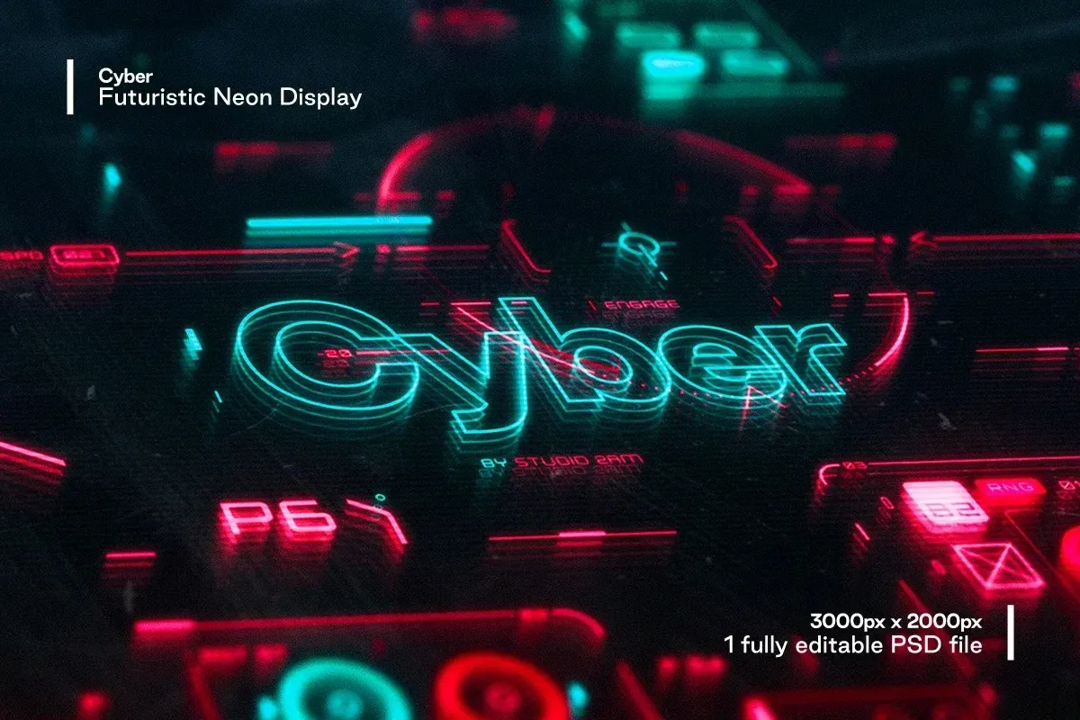 Cyber - Futuristic Neon Display - Đồ Hoạ Vip