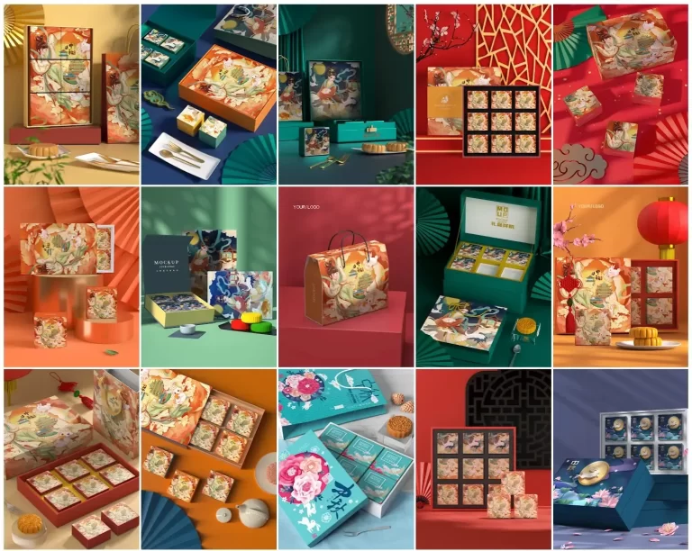 35 Mockup thương hiệu hộp bánh dịp Tết trung thu