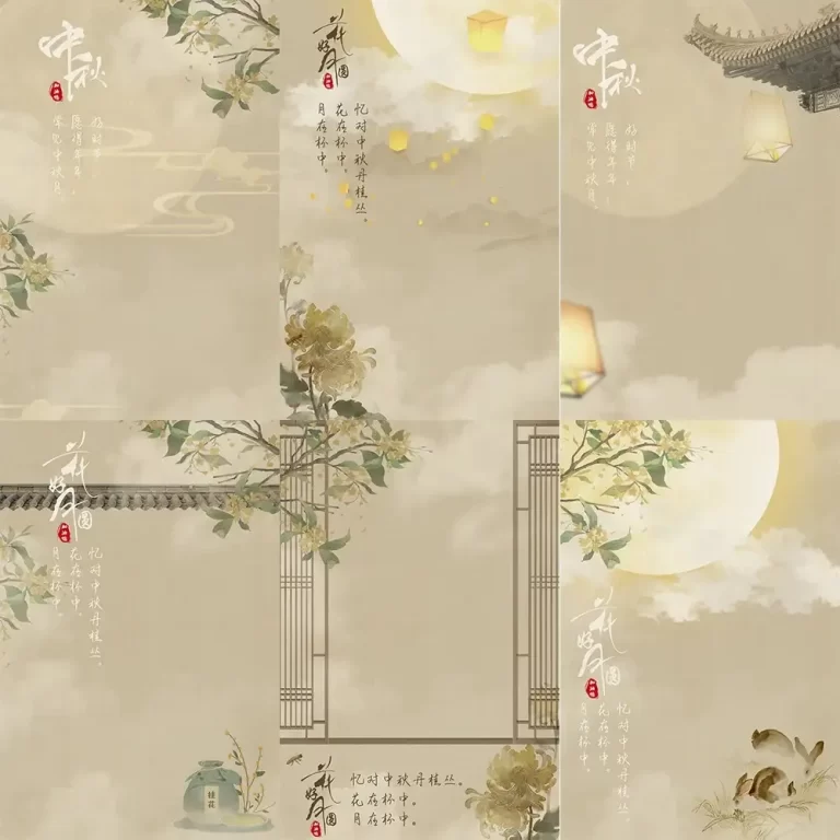 [VIP]Tết Trung thu hoa quế thơm ngọt ngào trăng thỏ ngọc PSD