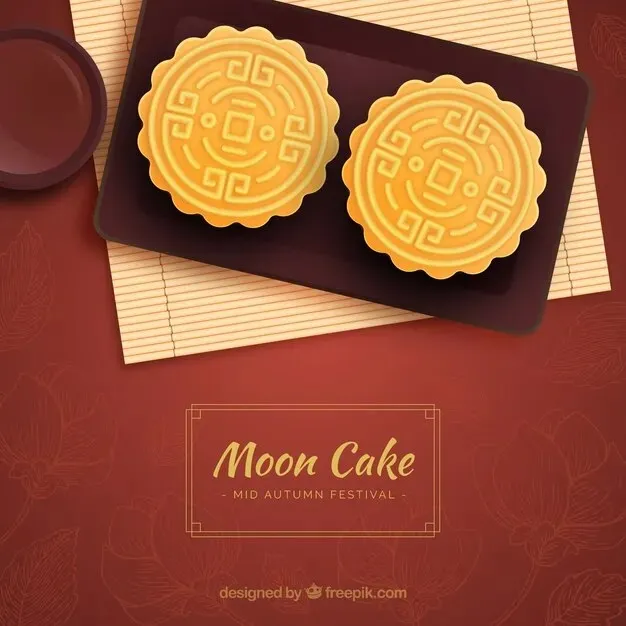 Mid autumn background with moon cake