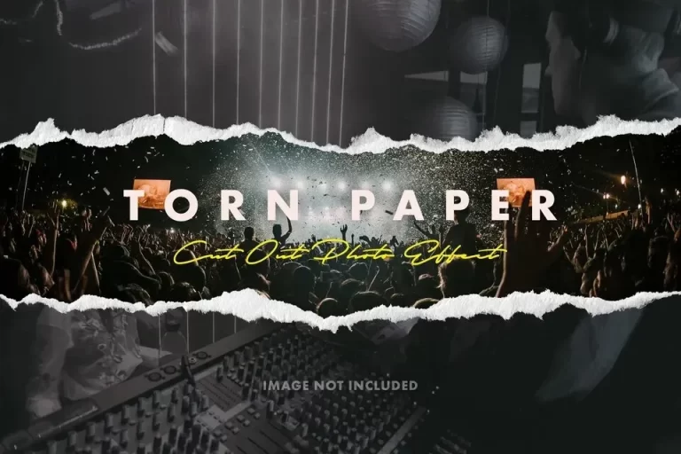 Torn paper cutout photo effect