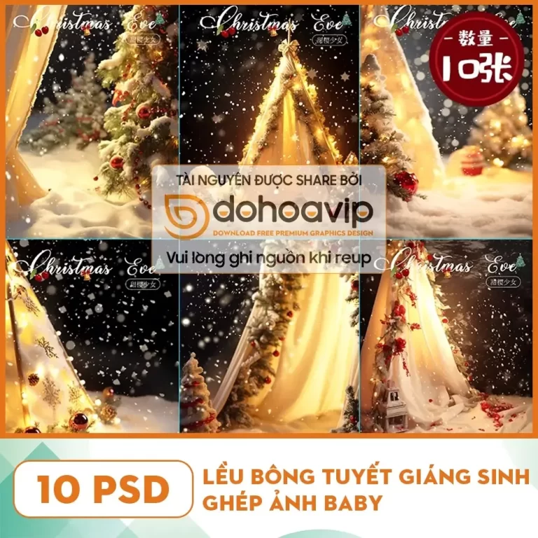 Lều bông tuyết giáng sinh ghép ảnh baby