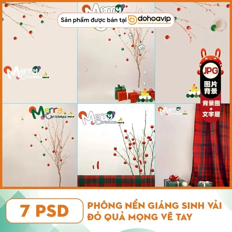 [VIP]Phông nền Giáng sinh vải đỏ quả mọng vẽ tay