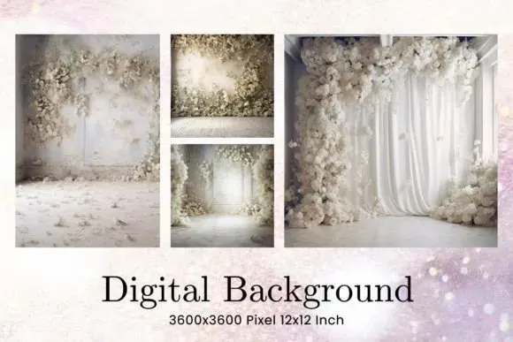 Floral Wedding Studio Backdrop Overlays