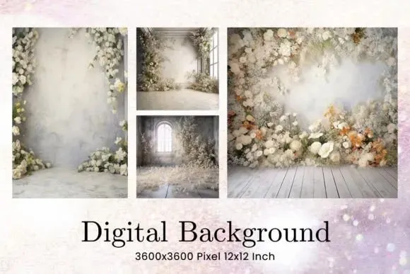 Floral Wedding Studio Backdrop Overlays