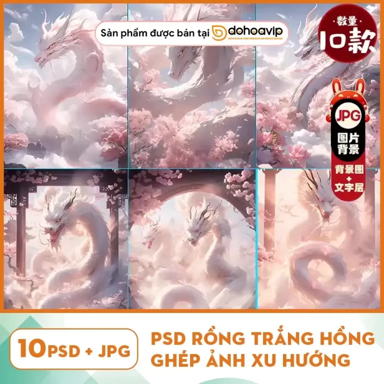 [VIP] PSD Rồng trắng hồng ghép ảnh xu hướng