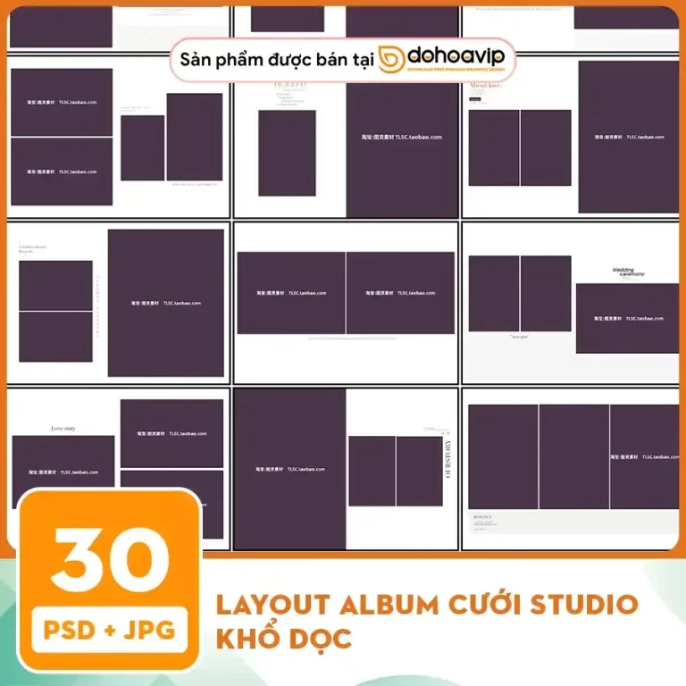 Layout album cưới studio khổ dọc