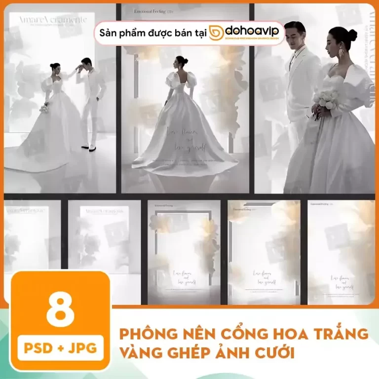 [VIP] Phông nên cổng hoa trắng vàng ghép ảnh cưới