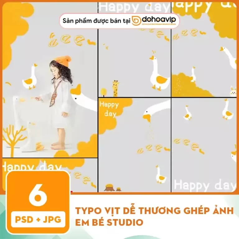 Typo vịt dễ thương ghép ảnh em bé studio
