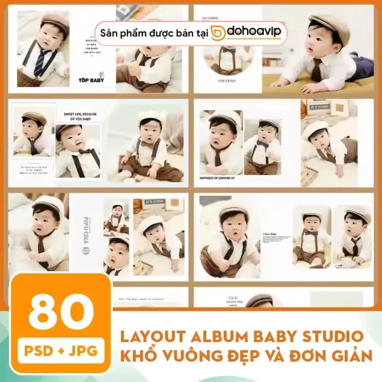 [VIP] Layout Album Baby studio khổ vuông đẹp và đơn giản