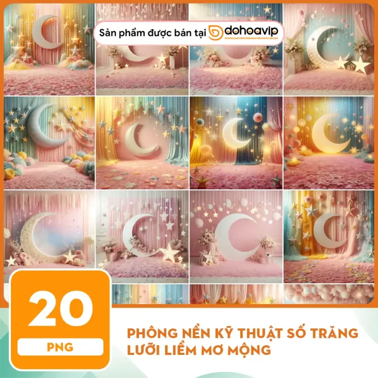 Phông nền kỹ thuật số Trăng lưỡi liềm mơ mộng