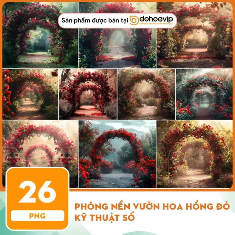 Phông nền vườn hoa hồng đỏ kỹ thuật số