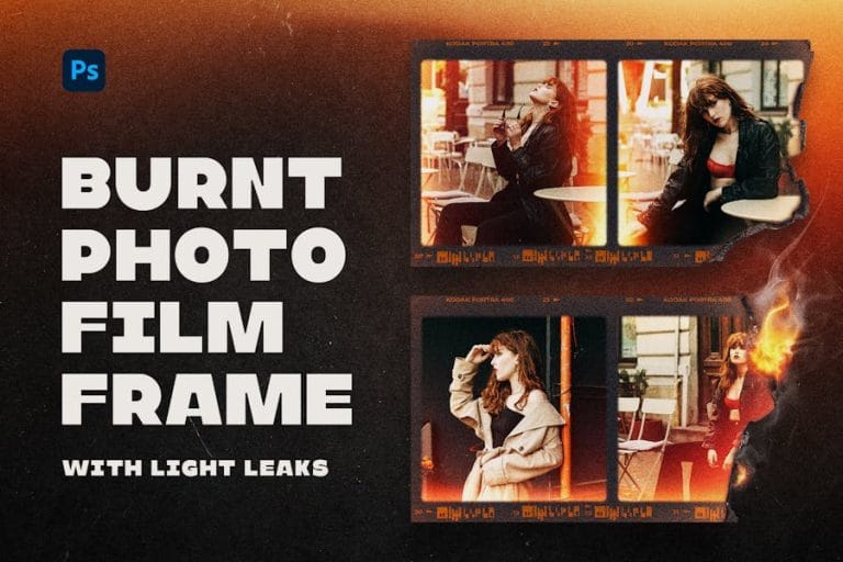 Burnt Photo Film Frame with Light Leaks