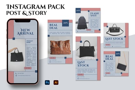 Fashion Instagram Post & Story Template Pack