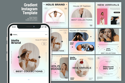 9 Gradient Instagram Template Designs