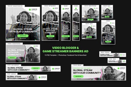 Video Blogger and Game Streamer Banners Ad