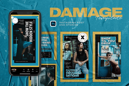Grunge Instagram Template – DAMAGE