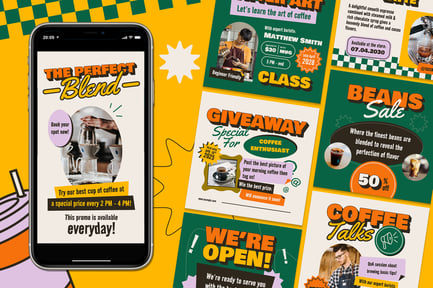 Green Retro Coffee Shop Instagram Set