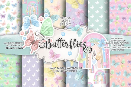 Butterflies digital paper pack