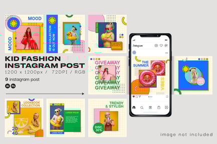 Summer Kids Fashion Sale Social Media Post Templat