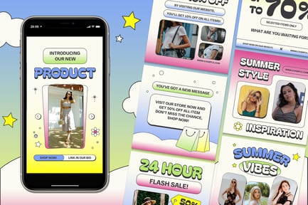 Gradient Y2K Summer Fashion Sale Instagram Set