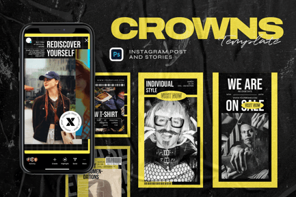 Grunge Instagram Template – CROWNS