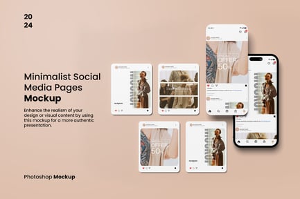 Minimalist Social Media Pages Mockup