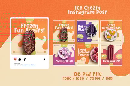 Ice Cream Social Media Banner Design Set