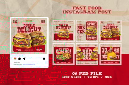 Burger Shop Social Media Banner Design Set