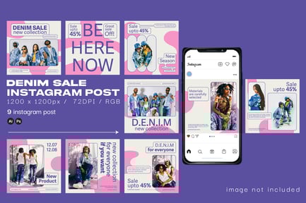 Jean Fashion Sale Social Media Post Templates