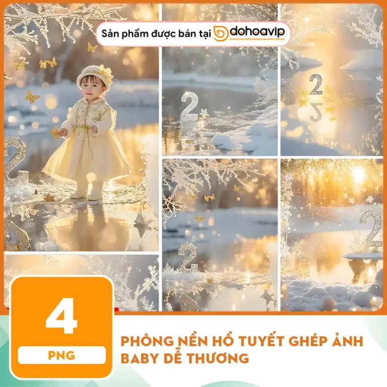 [VIP] Phông nền Hồ tuyết ghép ảnh baby dễ thương