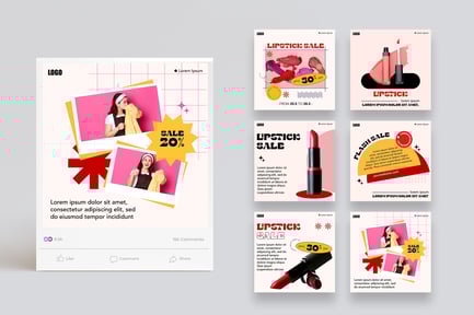 Cosmetic Sale Social Media Post Templates
