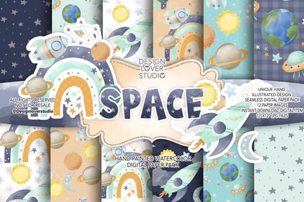 Space digital paper pack