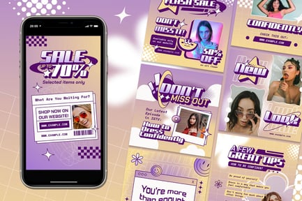 Purple Y2K Summer Fashion Sale Instagram Set