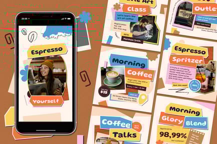 Brown Scrapbook Coffee Shop Instagram Set