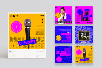 Indie Music Concert Social Media Post Templates