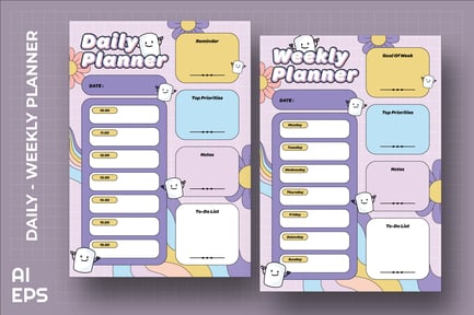 Daily & Weekly Planner Groovy Template