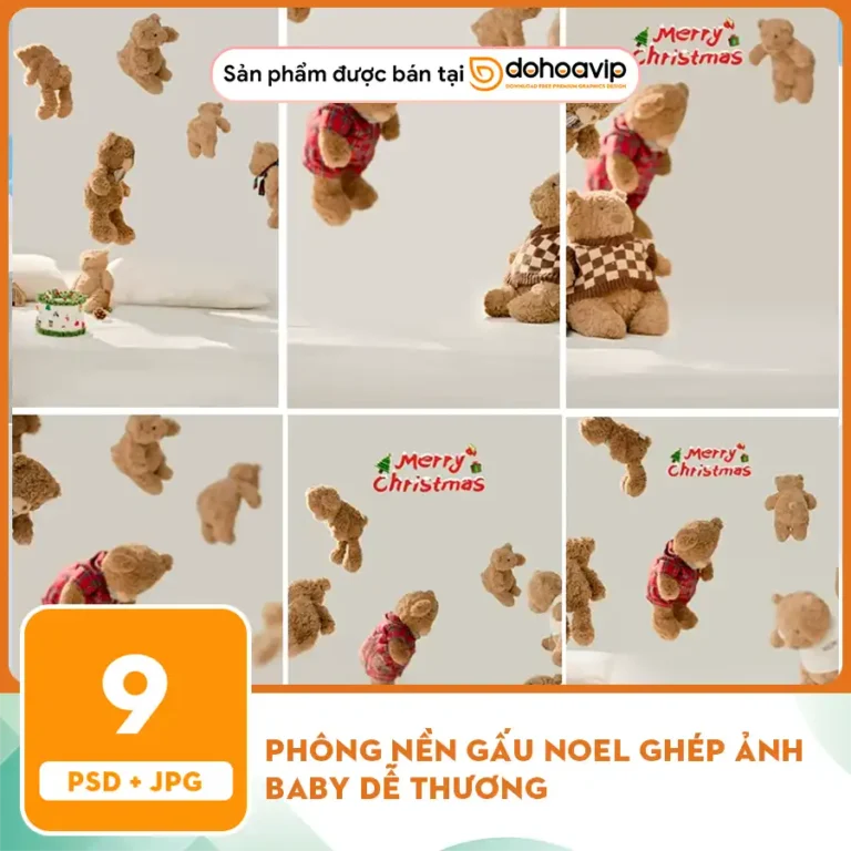 [VIP] Phông nền Gấu noel ghép ảnh baby dễ thương