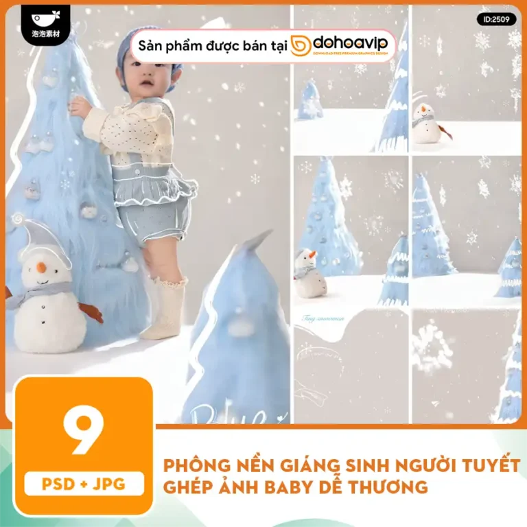 [VIP] Phông nền giáng sinh người tuyết ghép ảnh baby dễ thương