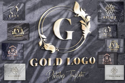 Gold Text/Logo Wall Mockups